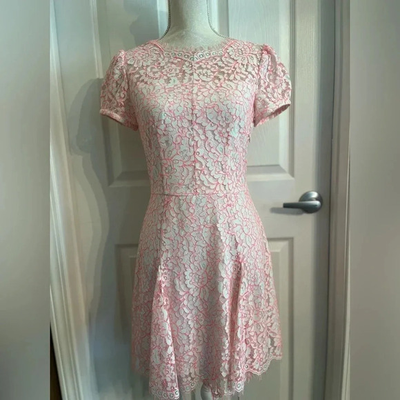 Juicy Couture White + Pink Lace Mini Dress Size 4 - Picture 9 of 12
